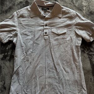 Men's Blue and White Checkered Shirt